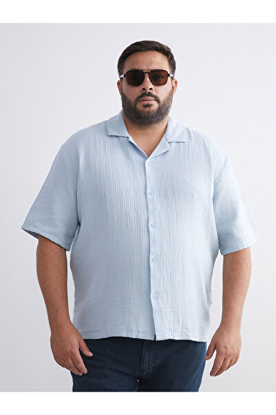 LC Waikiki Rmz Gi̇yi̇m Farkiyla Large Size Cuban Roba Collar Short Sleeve Mus...