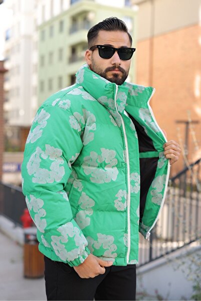 MİS MODA Men's Flock Printed Cold-Proof Winter Puffer Coat