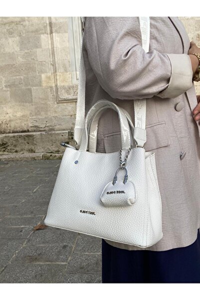 H&D COLLECTİON 4-Compartment Soft Leather Long Strap Very Useful Hand and Shoulder Bag with Charm Gift