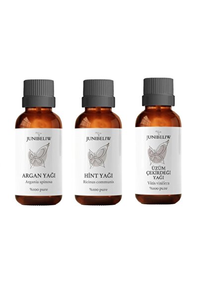 junibeliw مجموعة من 3 زجاجات زيت الأرغان 20 مل، زيت الكاجو 20 مل، زيت بذور ال...