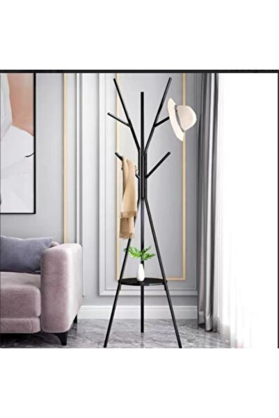Razo carbon steel and wood coat rack — modern design, 9 hooks, accessory shelf, 180×45 cm