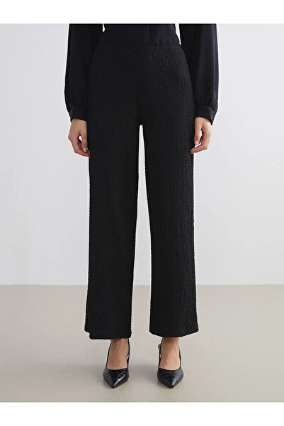 LC Waikiki Elastic Waist Textured Wide Leg Women's Trousers