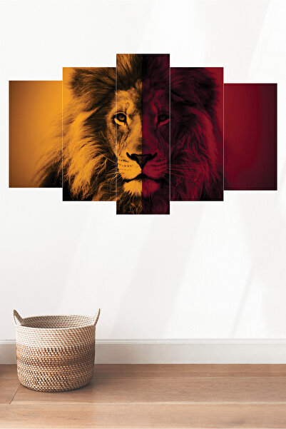 TABLOX 5 Parça MDF Ahşap Tablo Dekoratif Duvar Dekorasyon - Sarı Kırmızı Asla...