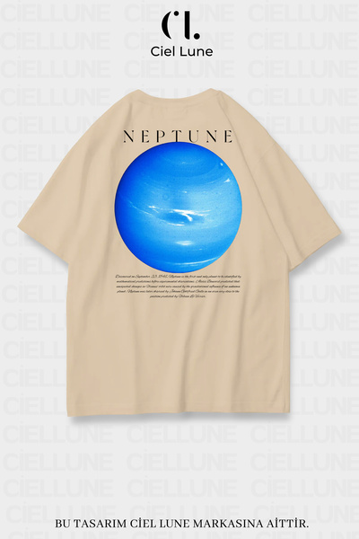 Ciel Lune Unisex Femei Barbati Neptune Printed Design Special Tricou oversize