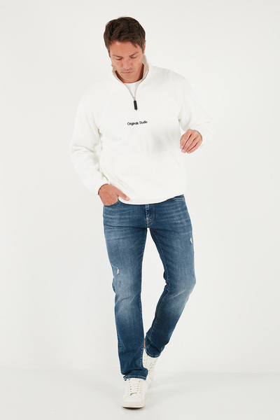 Buratti Мъжка блуза с полуцип, права кройка и мека текстура SWEAT 59060661