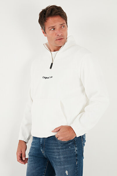 Buratti Regular Fit Half Zippered Mock Neck Soft Textured Sweat Men's Sweat 59060661