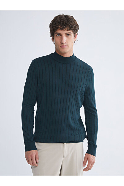 LC Waikiki Green Half Turtleneck Men's Knitwear Sweater