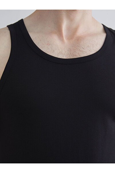 LC Waikiki Black U-Neck Combed Cotton Men's Undershirt 5-Pack