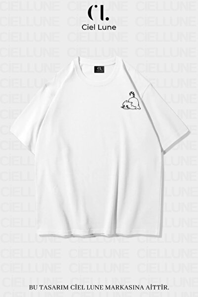 Ciel Lune Unisex Femei Bărbați Minimalist Cat Printed Design Special Tricou o...