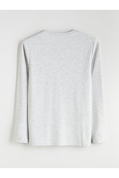 LC Waikiki Beige Crew Neck Long Sleeve Men's Pajama Top