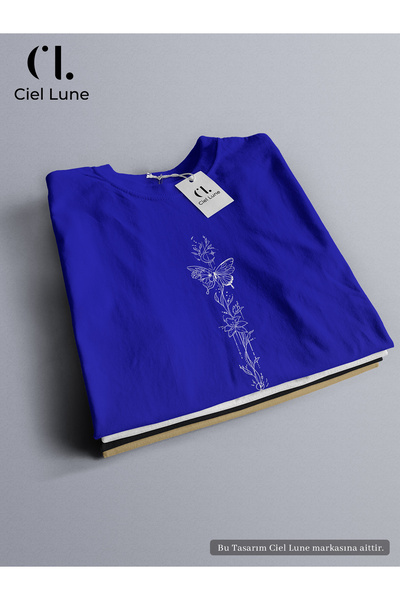 Ciel Lune Design special unisex Butterfly Flower - Tricou supradimensionat