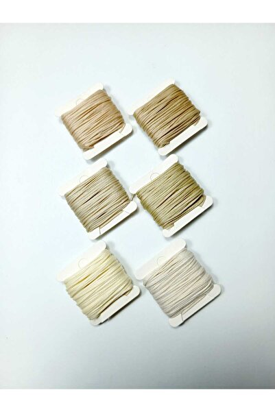 Eskişehir hobi sanat 1 mm 8 Meters 6 Colors Waxed Cord (Total 60 Meters) Cream Beige Colors Series