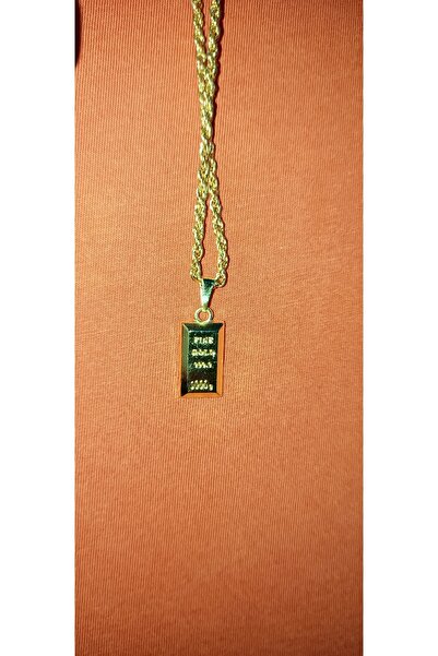 Nurtakı Burma zincirli Külçe şekil uçlu Altın renk kaplama kolye