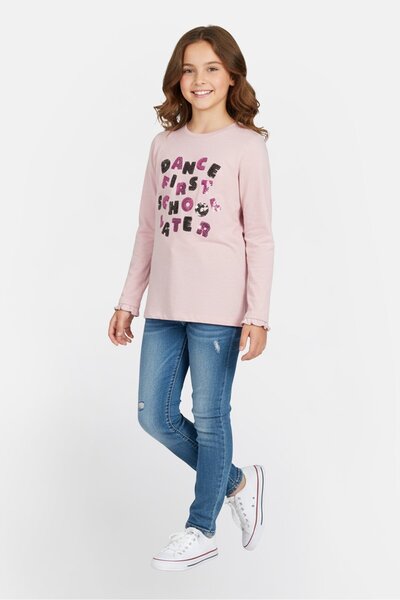 Sinsay Kids Girl Textured Long Sleeves T-Shirt, Light Purple
