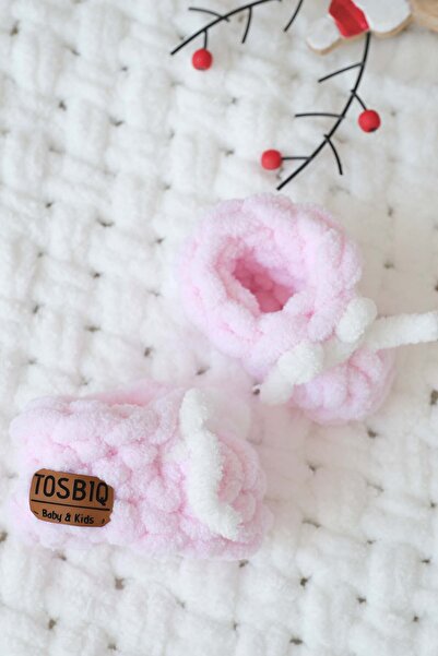 Bugula Newborn Knitted Slippers 0-3m White with Bow Pink Baby Girl Soft Booti...