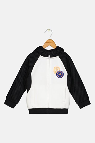 adidas Toddler Boys Sportswear Fit Long Sleeve Outdoor Jacket, Black/White