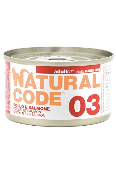 Natural Natural Code Wet Food for Adult Cats, Chicken & Salmon Flavor, 85g