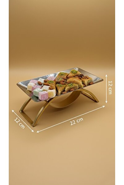 Alamtiaz صحن ستيل للحلويات او ورق العنب بتصميم جديد فضي/ذهبي