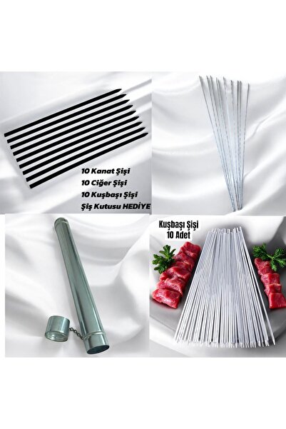 YILMAZNARGİLE 10 Tavuk Kanat Şişi - 10 Kuşbaşı Tavuk Şişi - 10 Ciğer Şişi - Ş...