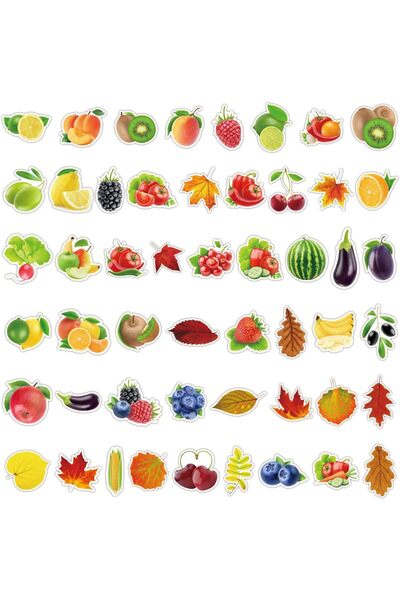 Generic 100-piece Fruit & Vegetable Waterproof Vinyl Stickers for Laptop, Skateboard, Water Bottles (Aesthet
