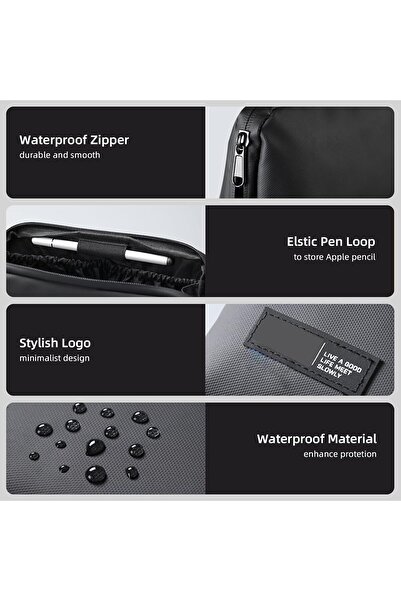 Other حقيبة تنظيم السفر الإلكترونية - منظم كابلات وملحقات مقاوم للماء (أسود)