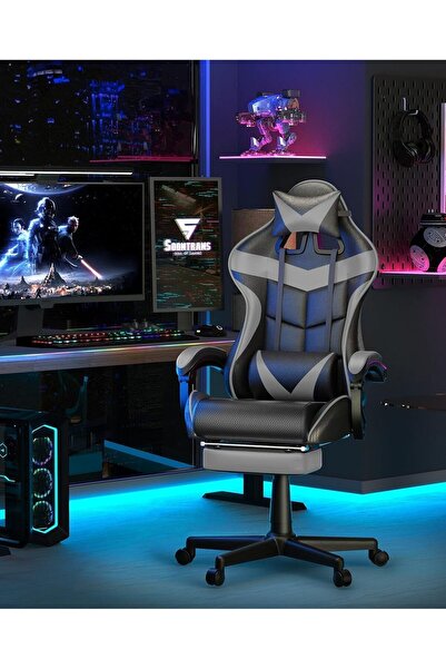 Chulovs كرسي ألعاب مع مسند للقدمين - كرسي مكتب عالي الظهر بتصميم سباق مع مسند...