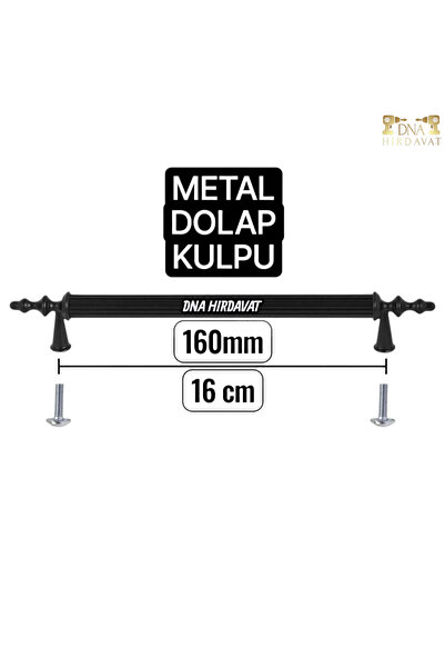 DNA HIRDAVAT Siyah Boru Kulp 160mm Metal Dolap Kulpu Çekmece Kulpu 16cm (10 Adet)