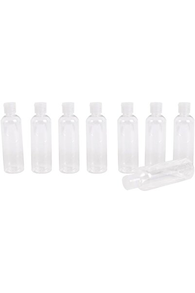 Lawazim Travel Refillable Plastic Pump Bottle Set - 8pcs x 120ml, Leakproof, Transparent