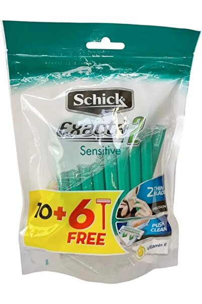 Schick شفرات حلاقة إكزاكت 2 للبشرة الحساسة، 10+6 قطع