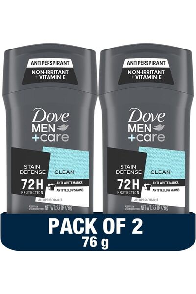 Dove مزيل عرق من مين+كير، مزيل للبقع، رائحة منعشة، فيتامين هـ، يدوم 72 ساعة، 2 × 76 غرام
