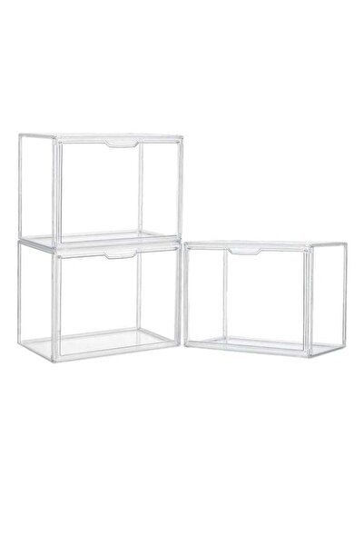 COOYA 3 Piece Purse Organiser, Clear Acrylic Display Case, Stackable Bag Organiser with Magnetic Door