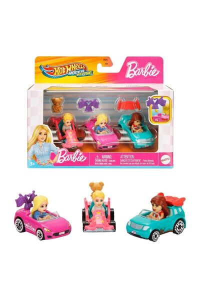 HOT WHEELS JDG45 Racerverse Barbie 3 lü Araba Seti