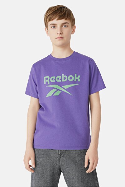 Reebok Kids Boy Brand Logo Short Sleeve Outdoor T-Shirt, Purple