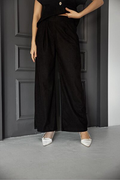 EsSo butik Wide Leg Corded Fabric Velvet Plazzo Trousers