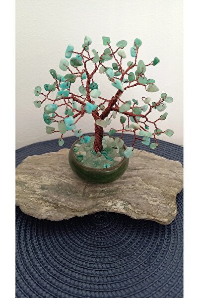 Cristaltree Copacel decorativ handmade din cristale de Aventurin si Amazonit