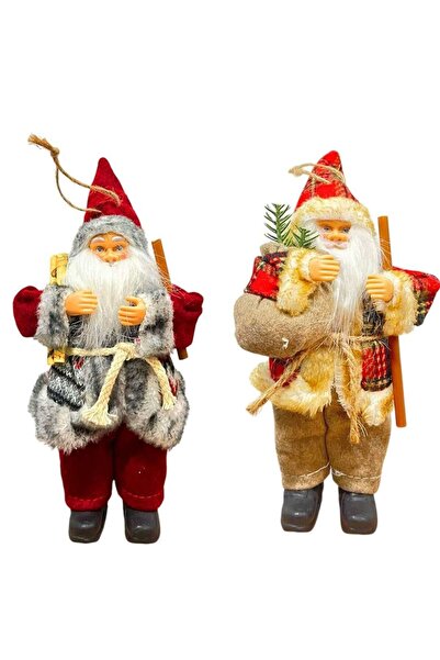 Luminoo YILBAŞI SÜSÜ GERÇEKÇİ NOEL BABA FİGÜRÜ EKOSELİ VE GRİ-KIRMIZI 20 CM S...
