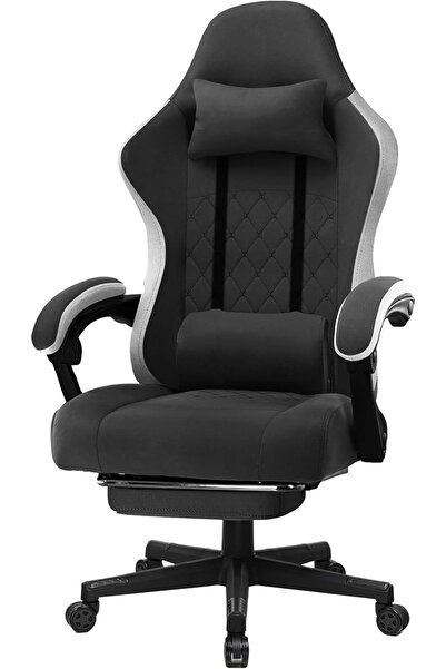 Chulovs كرسي ألعاب مع مسند للقدمين - كرسي مكتب من القماش مع وسادة زنبركية جيبية