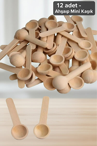 Dia 12 Adet Bambu Ölçek Kaşığı Mini Boy Baharat Erzak Kaşığı 7 Cm 12'li Kaşık...