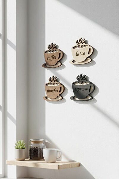 Ornavia Kahve Köşesi Dekoru,4'lü Dekor Seti,Kahve Köşesi Aksesuar,Kahve Köşesi Süsü,Kahve Köşesi Tablo