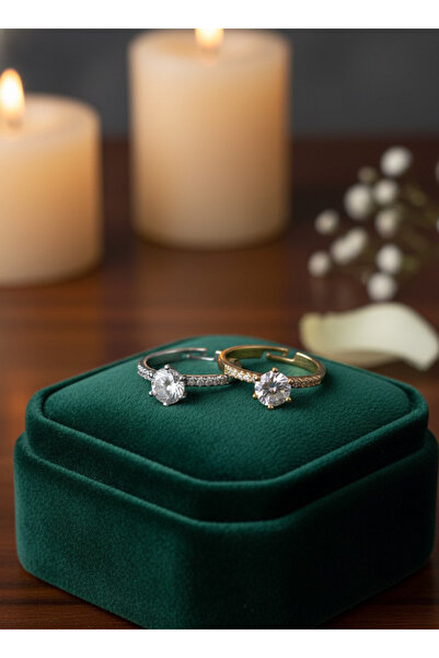 EKİDORA Lotus Solitaire Adjustable Steel Women's Ring Elegant and Stylish Design