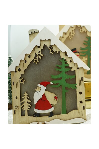 Bibilel Illuminated house decoration with Santa, brown, 18×21×5 cm, wood, indoor/outdoor