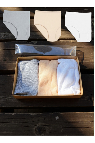 Qulothes Kadın Ribana Kumaş 3 lü Külot %100 pamuk