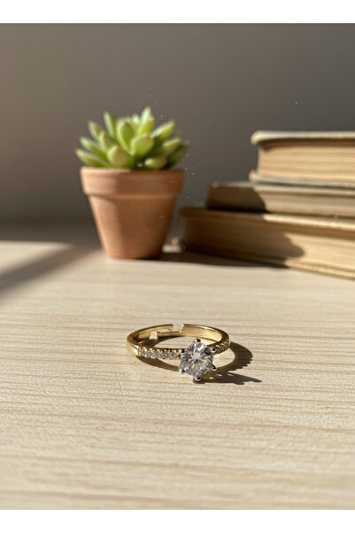 EKİDORA Lotus Solitaire Adjustable Steel Women's Ring Elegant and Stylish Design