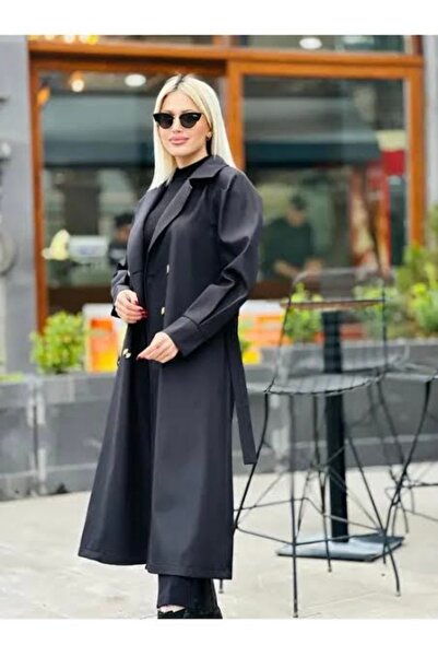 munora butik Balon Kol Manşetli Trençkot