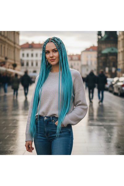 SÇ PERUK Synthetic Hair for African Braids and Rasta - Light Blue