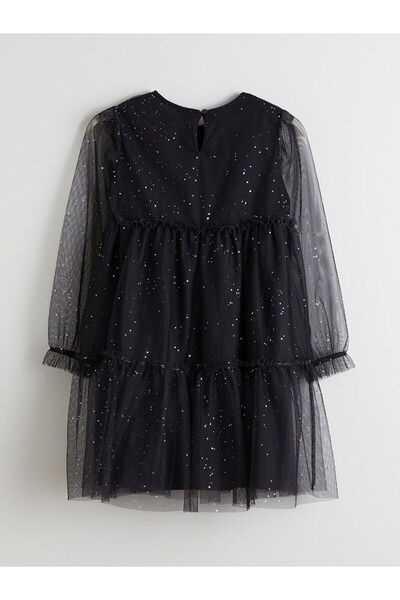 LC Waikiki Özmarka Yeni Sezon Bisiklet Yaka Işıltılı Kız Çocuk Elbise