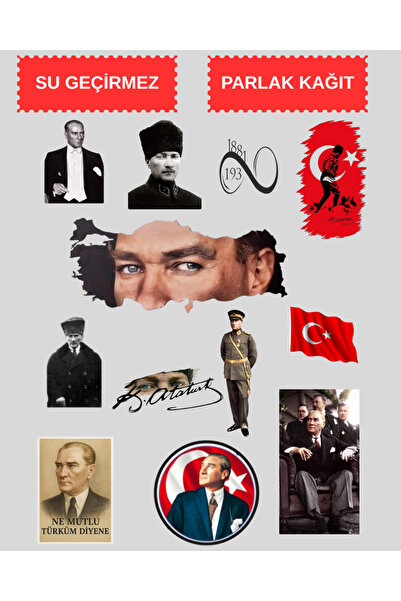 P&B COLLECTION WORKSHOP Atatürk Sticker Seti Etiket Laptop Notebook Telefon A...