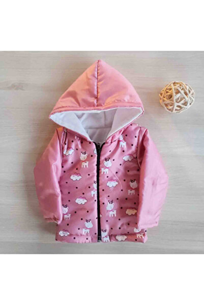 Aylin Geacă pufoasă pentru bebeluși toamnă-iarnă roz cu motiv de oi