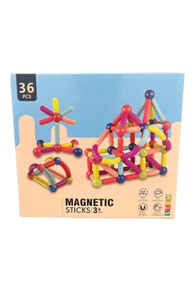 OEM Joc constructii magnetice interactive, Magnetic Sticks STEM, 36 piese , 4 ani+