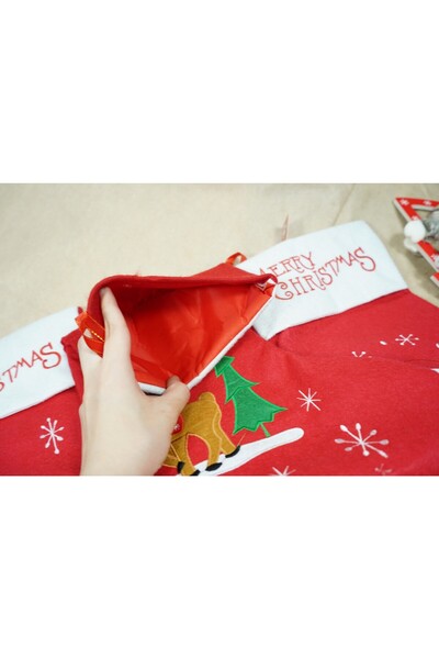 Flippy Gift Stocking, Flippy, Reindeer Pattern, Red, Size 19x38 cm, Textile, Interior